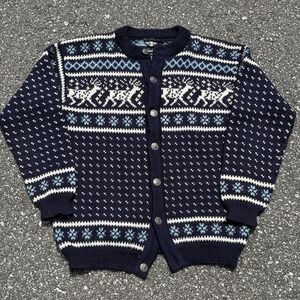 Vintage Dale of Norway Reindeer Nordic Wool Cardigan Sweater L 52 Norway